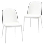 LeisureMod Tule Modern Dining Chair Set of 2 with PU Leather, Velvet, or Suede Seat and White Steel Frame  Kitchen, Dining Room, Home, Cafe, Seating