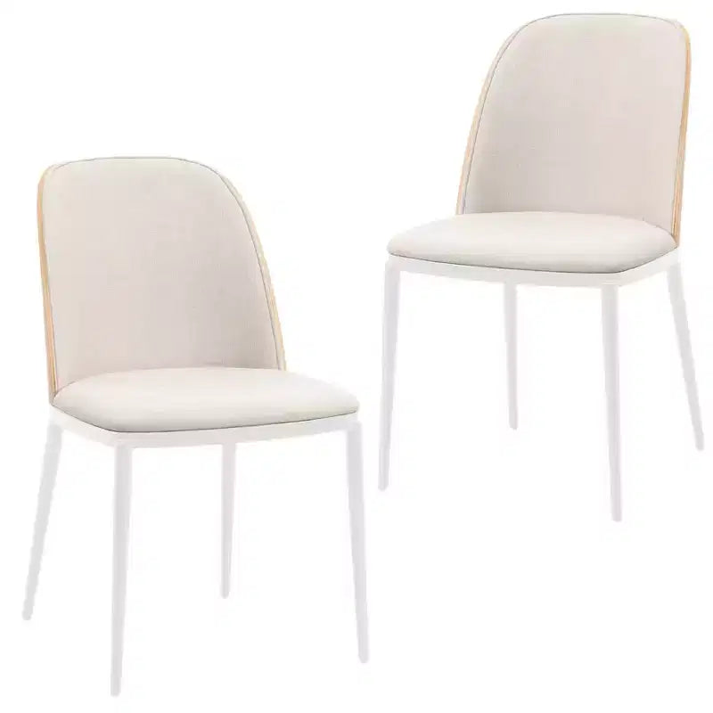 LeisureMod Tule Modern Dining Chair Set of 2 with PU Leather, Velvet, or Suede Seat and White Steel Frame  Kitchen, Dining Room, Home, Cafe, Seating