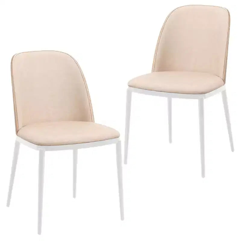 LeisureMod Tule Modern Dining Chair Set of 2 with PU Leather, Velvet, or Suede Seat and White Steel Frame  Kitchen, Dining Room, Home, Cafe, Seating