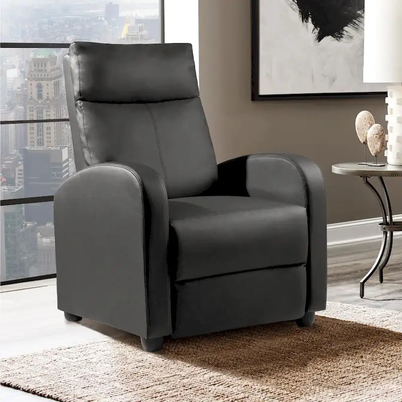 Poltrona reclinabile push-back in pelle PU con poggiapiedi regolabile, portata 113 kg, 70 cm L x 98 cm H