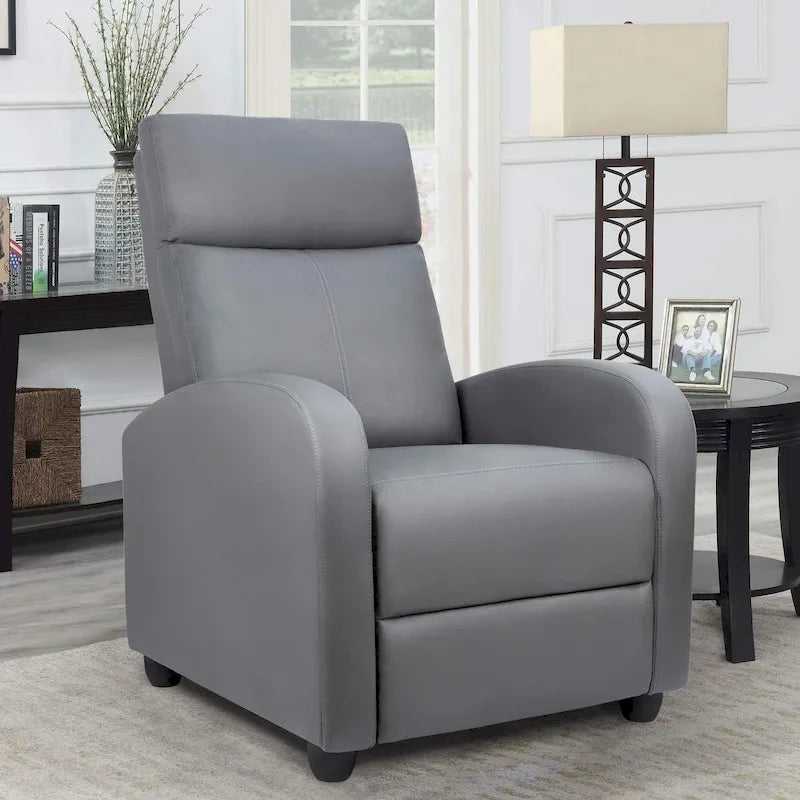 Poltrona reclinabile push-back in pelle PU con poggiapiedi regolabile, portata 113 kg, 70 cm L x 98 cm H