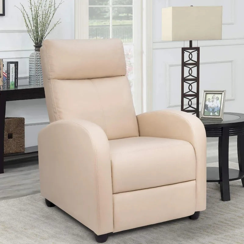 Poltrona reclinabile push-back in pelle PU con poggiapiedi regolabile, portata 113 kg, 70 cm L x 98 cm H