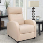 Poltrona reclinabile push-back in pelle PU con poggiapiedi regolabile, portata 113 kg, 70 cm L x 98 cm H