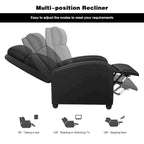 Poltrona reclinabile push-back in pelle PU con poggiapiedi regolabile, portata 113 kg, 70 cm L x 98 cm H