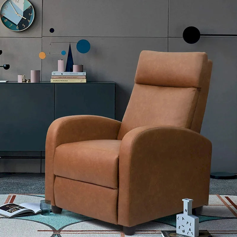 Poltrona reclinabile push-back in pelle PU con poggiapiedi regolabile, portata 113 kg, 70 cm L x 98 cm H