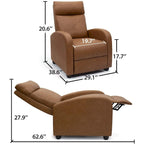 Poltrona reclinabile push-back in pelle PU con poggiapiedi regolabile, portata 113 kg, 70 cm L x 98 cm H