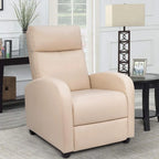 Poltrona reclinabile push-back in pelle PU con poggiapiedi regolabile, portata 113 kg, 70 cm L x 98 cm H