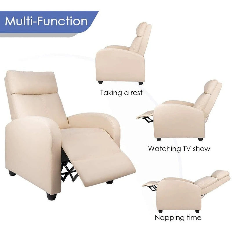 Poltrona reclinabile push-back in pelle PU con poggiapiedi regolabile, portata 113 kg, 70 cm L x 98 cm H