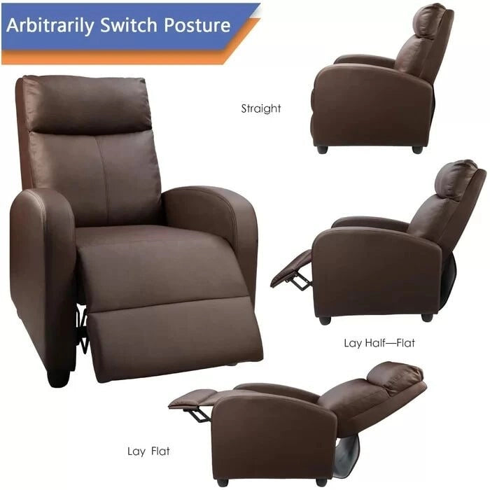 Poltrona reclinabile push-back in pelle PU con poggiapiedi regolabile, portata 113 kg, 70 cm L x 98 cm H