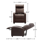 Poltrona reclinabile push-back in pelle PU con poggiapiedi regolabile, portata 113 kg, 70 cm L x 98 cm H