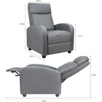 Poltrona reclinabile push-back in pelle PU con poggiapiedi regolabile, portata 113 kg, 70 cm L x 98 cm H