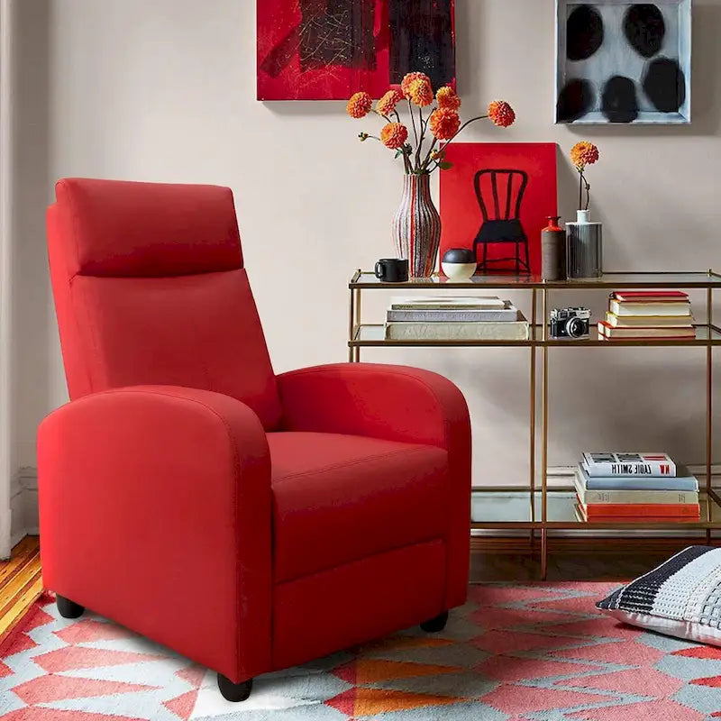 Poltrona reclinabile push-back in pelle PU con poggiapiedi regolabile, portata 113 kg, 70 cm L x 98 cm H