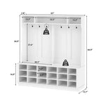 Famapy White 63W 18 Shoe Cubbies Wide Hall Tree With Hooks