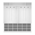 Famapy White 63W 18 Shoe Cubbies Wide Hall Tree With Hooks