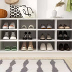 Famapy White 63W 18 Shoe Cubbies Wide Hall Tree With Hooks