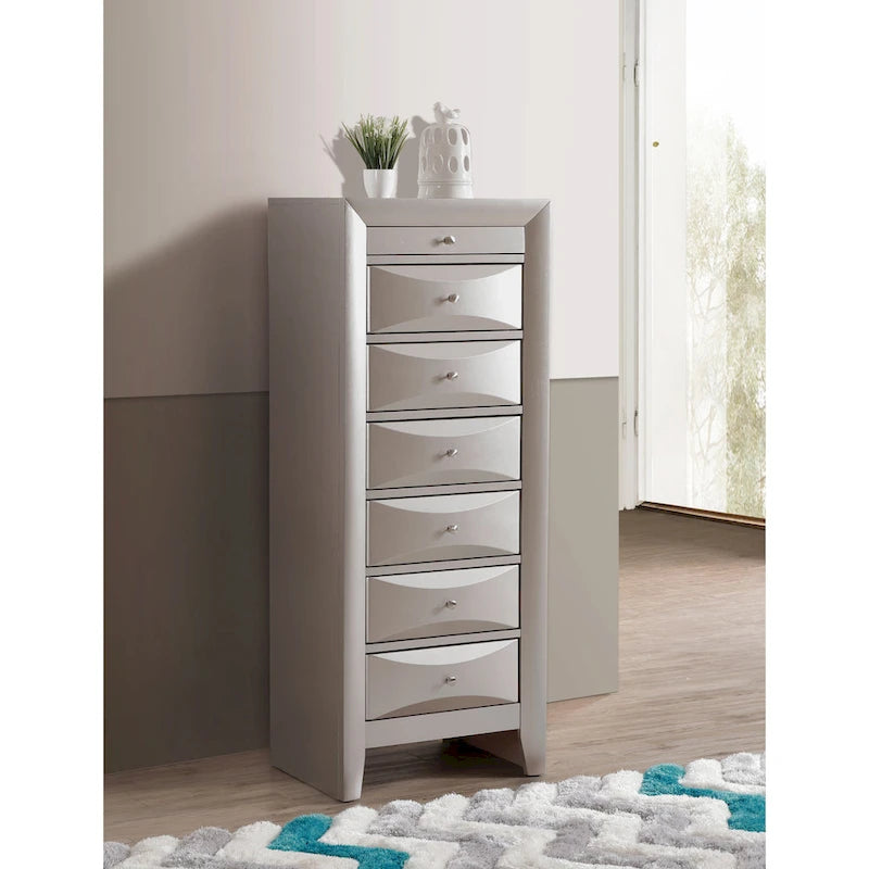 Cassettiera per lingerie a 7 cassetti con incastri a coda di rondine e impiallacciatura in vero legno, diverse opzioni di colore