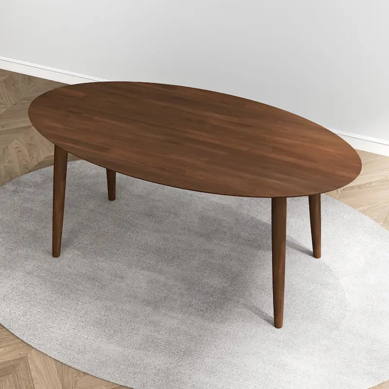 Tavolo da pranzo ovale Kailey Mid Century in legno massello marrone da 170 cm - 170 cm