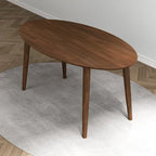 Tavolo da pranzo ovale Kailey Mid Century in legno massello marrone da 170 cm - 170 cm