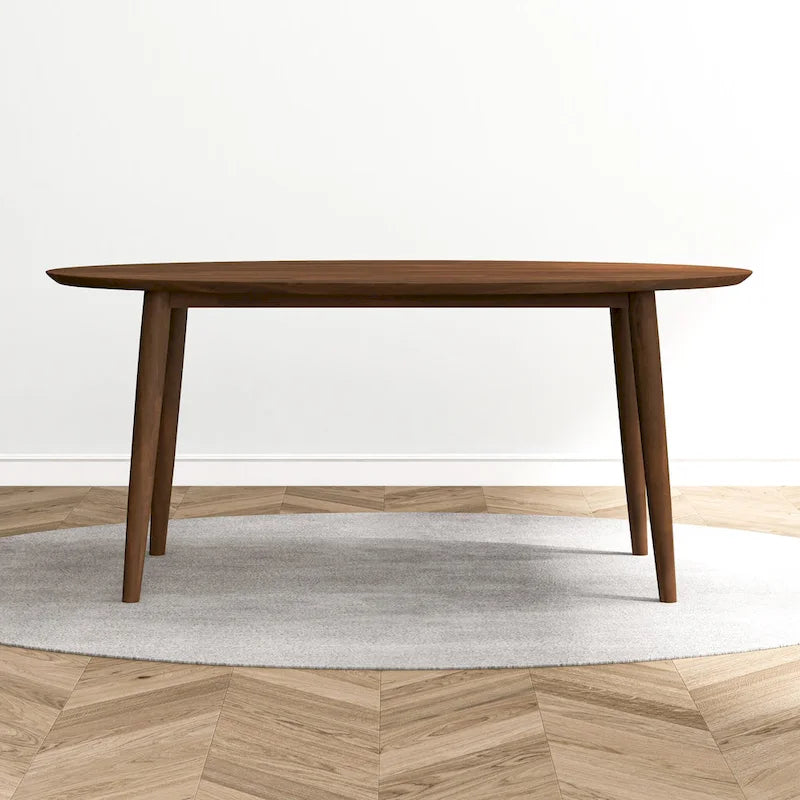 Tavolo da pranzo ovale Kailey Mid Century in legno massello marrone da 170 cm - 170 cm