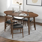 Tavolo da pranzo ovale Kailey Mid Century in legno massello marrone da 170 cm - 170 cm