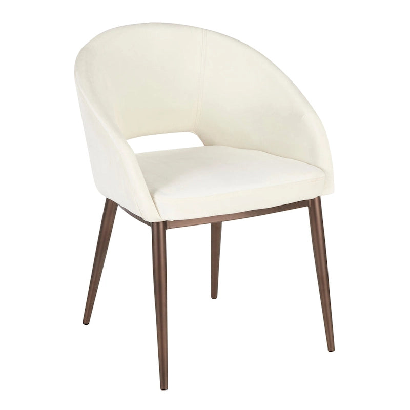 Sedia da pranzo a barile con rivestimento in velluto e gambe in metallo color rame, 113 kg, 3 colori