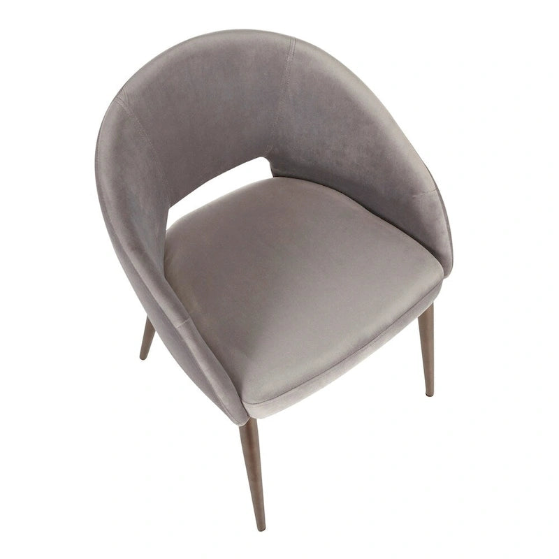 Sedia da pranzo a barile con rivestimento in velluto e gambe in metallo color rame, 113 kg, 3 colori