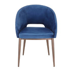 Sedia da pranzo a barile con rivestimento in velluto e gambe in metallo color rame, 113 kg, 3 colori