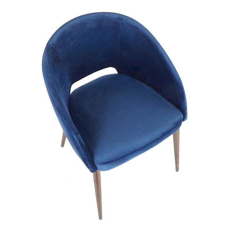 Sedia da pranzo a barile con rivestimento in velluto e gambe in metallo color rame, 113 kg, 3 colori