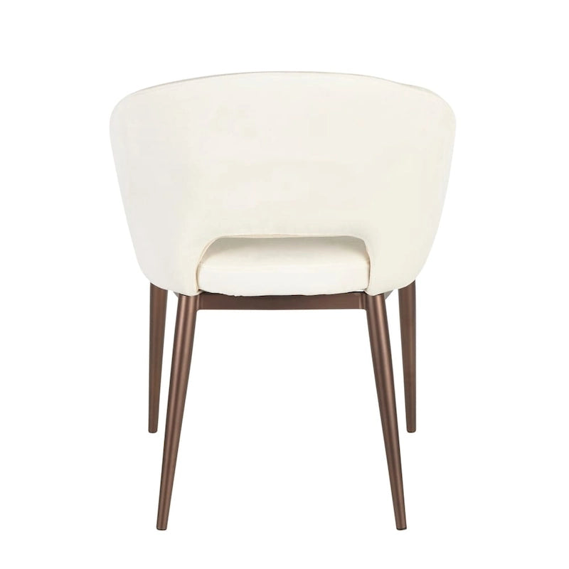 Sedia da pranzo a barile con rivestimento in velluto e gambe in metallo color rame, 113 kg, 3 colori