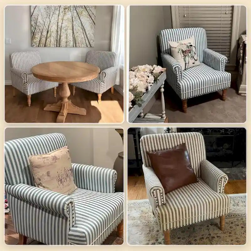 Divanetto accentato imbottito in lino con gambe per soggiorno