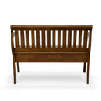 Panca contenitore con schienale a doghe e braccioli a voluta, finitura anticata, 42,38" L x 35,25" H, capacità 350 lb