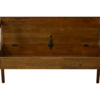 Panca contenitore con schienale a doghe e braccioli a voluta, finitura anticata, 42,38" L x 35,25" H, capacità 350 lb