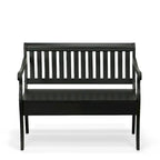 Panca contenitore con schienale a doghe e braccioli a voluta, finitura anticata, 42,38" L x 35,25" H, capacità 350 lb