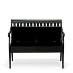Panca contenitore con schienale a doghe e braccioli a voluta, finitura anticata, 42,38" L x 35,25" H, capacità 350 lb