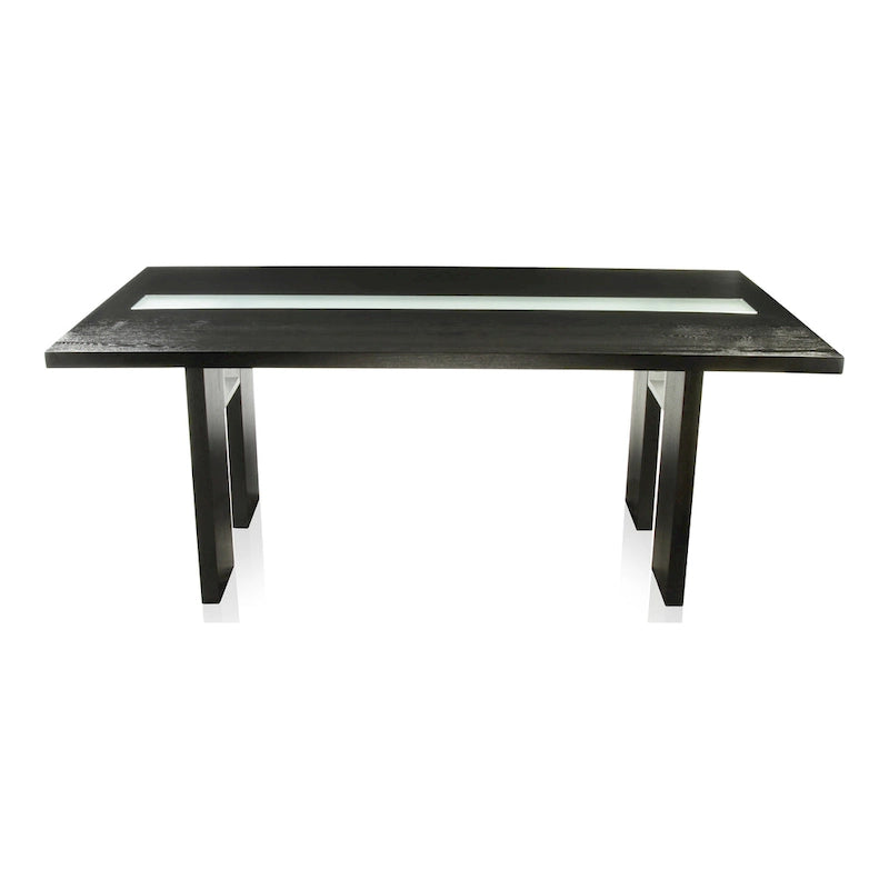 Tavolo da pranzo in vetro contemporaneo Lumina di Furniture of America da 76 pollici con LED