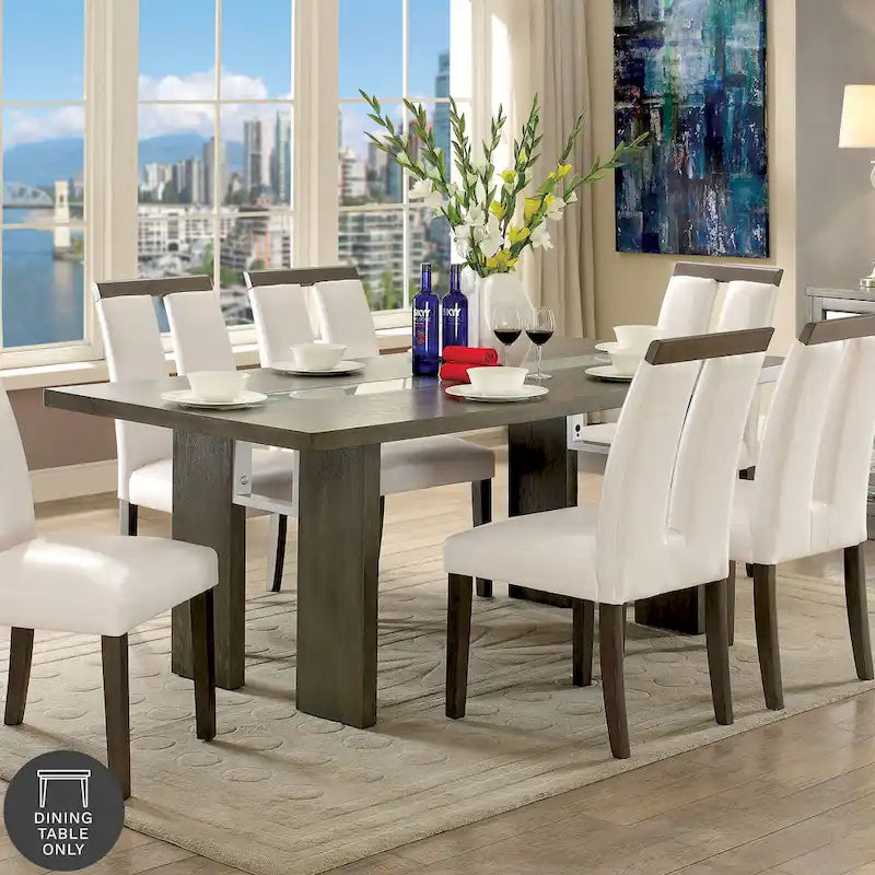 Tavolo da pranzo in vetro contemporaneo Lumina di Furniture of America da 76 pollici con LED