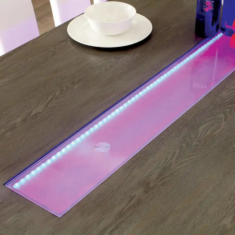 Tavolo da pranzo in vetro contemporaneo Lumina di Furniture of America da 76 pollici con LED