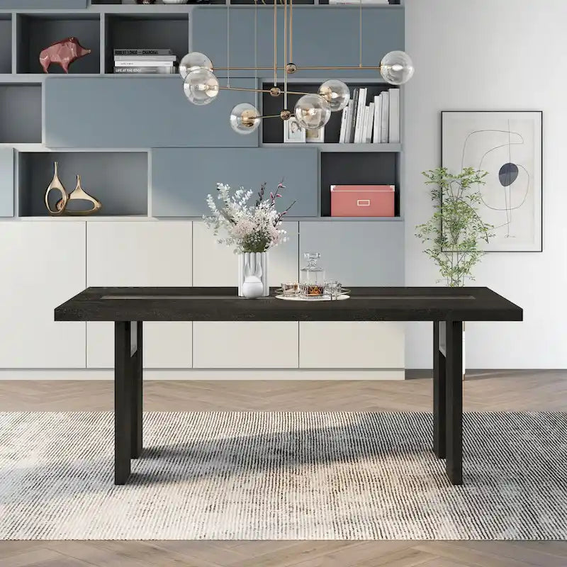 Tavolo da pranzo in vetro contemporaneo Lumina di Furniture of America da 76 pollici con LED