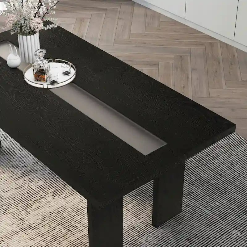 Tavolo da pranzo in vetro contemporaneo Lumina di Furniture of America da 76 pollici con LED