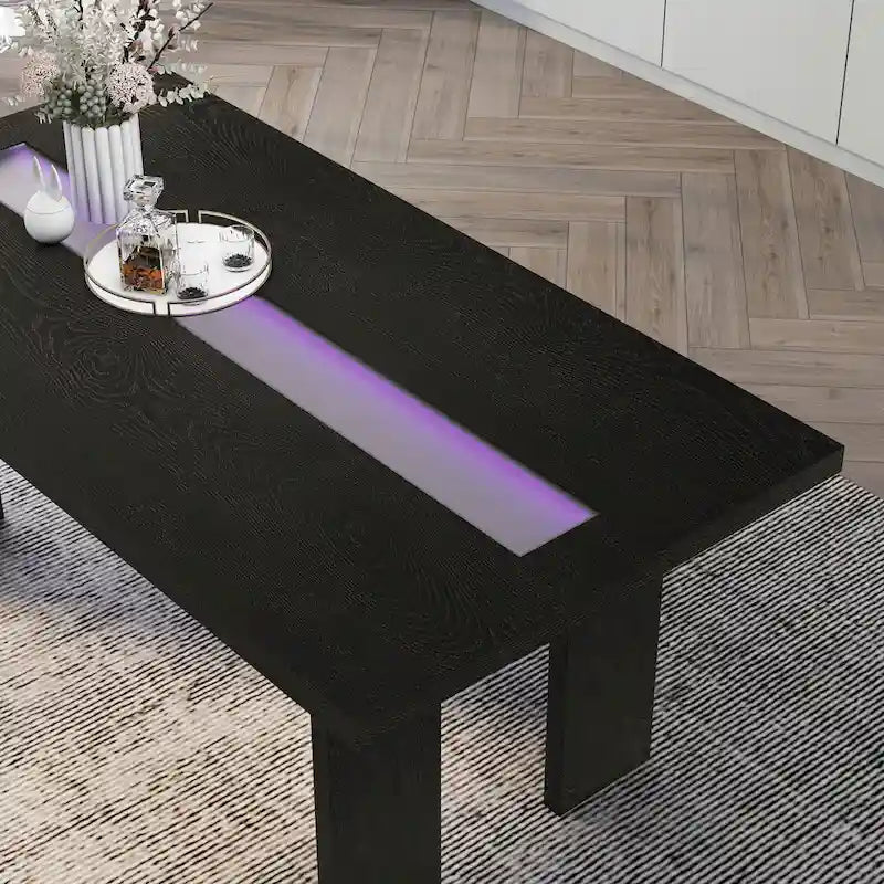 Tavolo da pranzo in vetro contemporaneo Lumina di Furniture of America da 76 pollici con LED