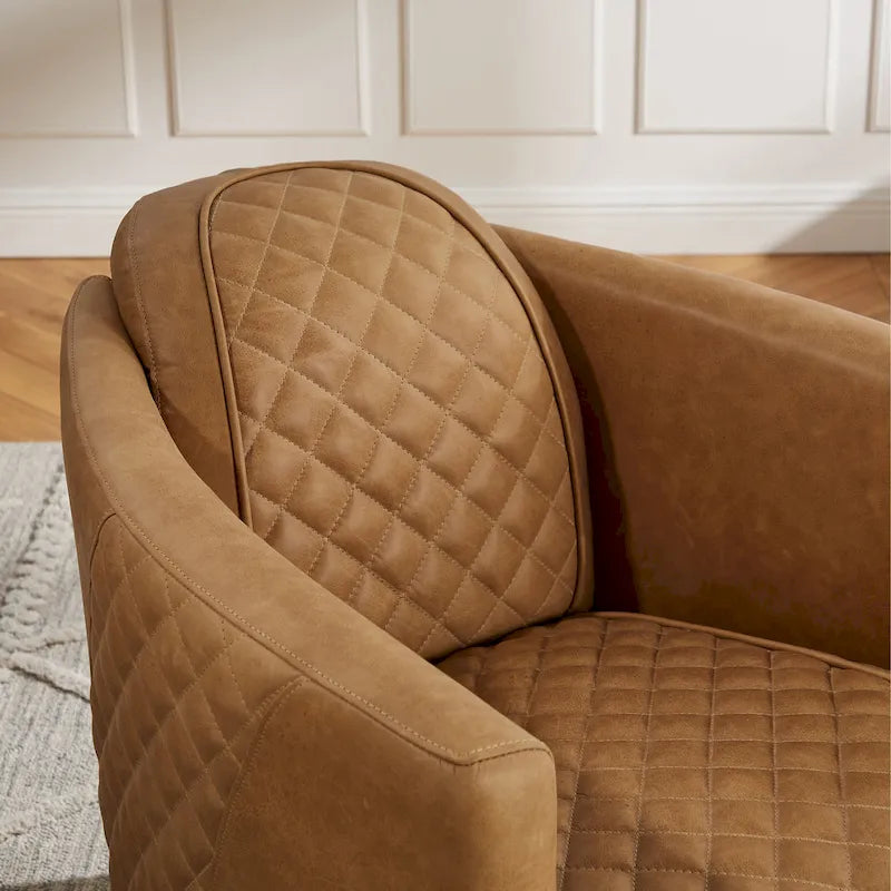 Poltrona Accent Industriale in Pelle Pieno Fiore con Telaio in Alluminio e Occhielli in Acciaio, Capacità 136 kg