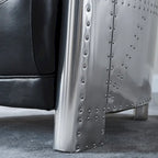 Poltrona Accent Industriale in Pelle Pieno Fiore con Telaio in Alluminio e Occhielli in Acciaio, Capacità 136 kg