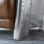 Poltrona Accent Industriale in Pelle Pieno Fiore con Telaio in Alluminio e Occhielli in Acciaio, Capacità 136 kg