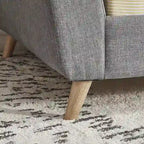 Divano letto singolo moderno di metà secolo con rivestimento in lino, gambe affusolate e 2 cuscini a rullo, 204 kg