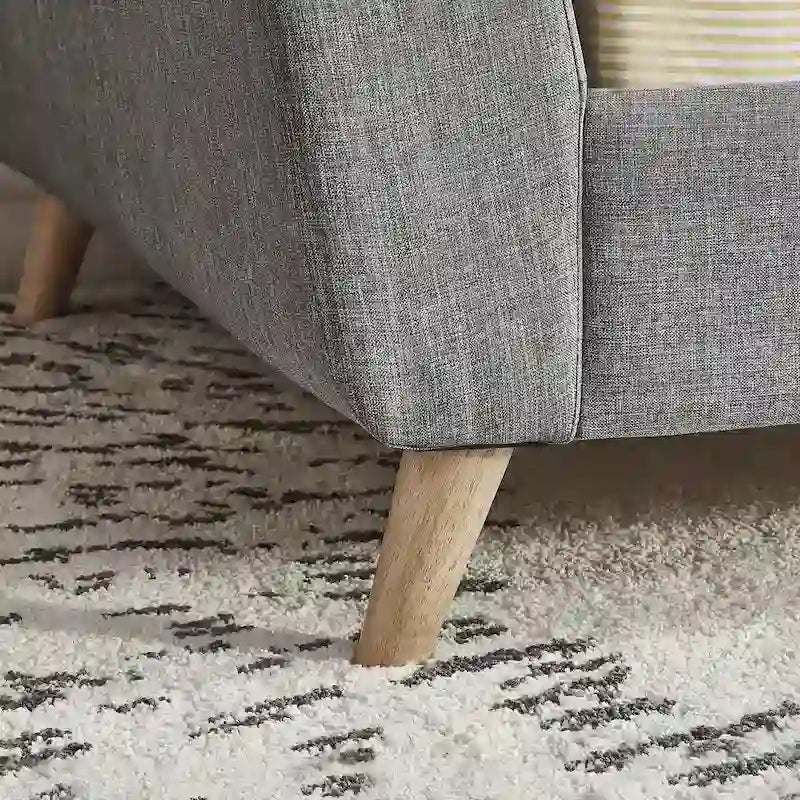 Divano letto singolo moderno di metà secolo con rivestimento in lino, gambe affusolate e 2 cuscini a rullo, 204 kg