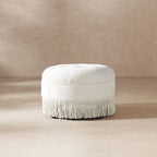 Pouf accentato rotondo imbottito da 24" con frange a nappa, schiuma ad alta densità, capacità di 200 libbre