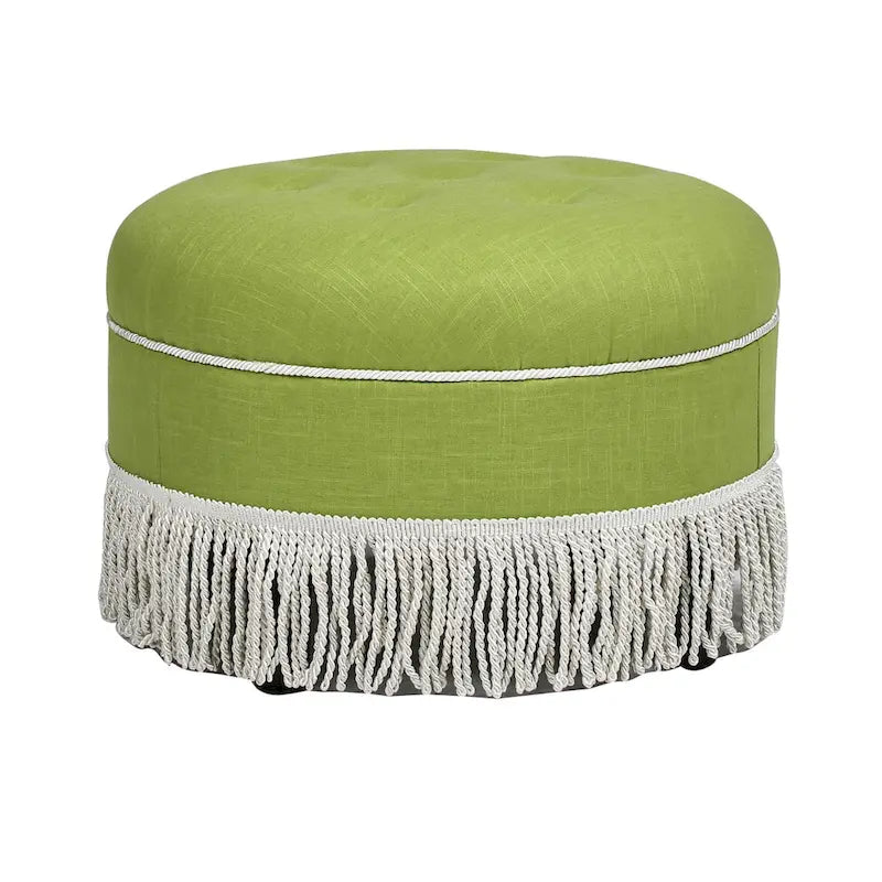 Pouf accentato rotondo imbottito da 24" con frange a nappa, schiuma ad alta densità, capacità di 200 libbre