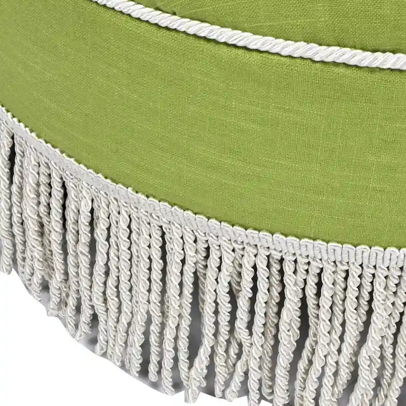 Pouf accentato rotondo imbottito da 24" con frange a nappa, schiuma ad alta densità, capacità di 200 libbre
