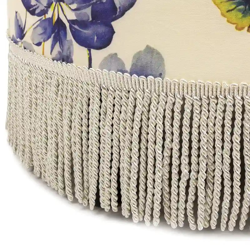 Pouf accentato rotondo imbottito da 24" con frange a nappa, schiuma ad alta densità, capacità di 200 libbre