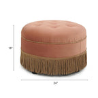 Pouf accentato rotondo imbottito da 24" con frange a nappa, schiuma ad alta densità, capacità di 200 libbre